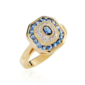 Anello Golden Dream Placcato Oro Giallo Pietra sintetica Blu Cubic Zirconia Bianco 1689343